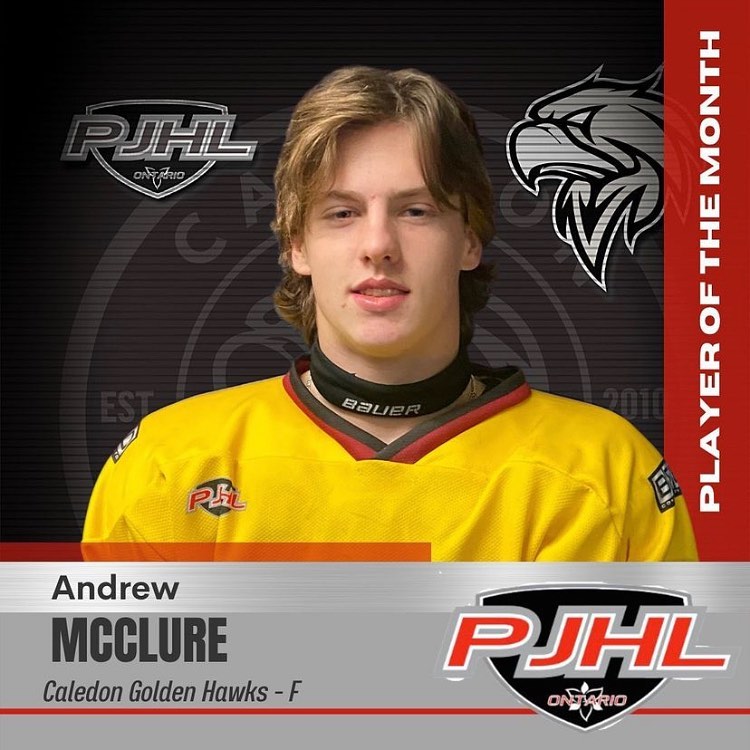 Congratulations to the Caledon Golden Hawks Andrew McClure on being named North
Conference Carruthers Division Player of the Month for October! #playerofthemonth #caledongoldenhawks #letsgo