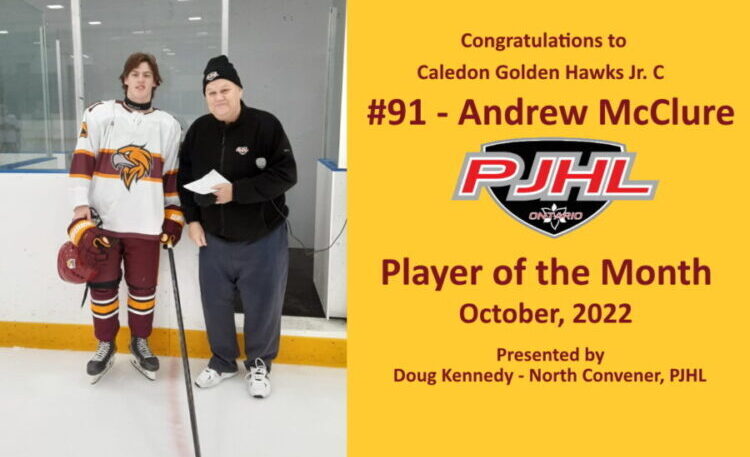 Andrew McClure Named PJHL Player of the Month!